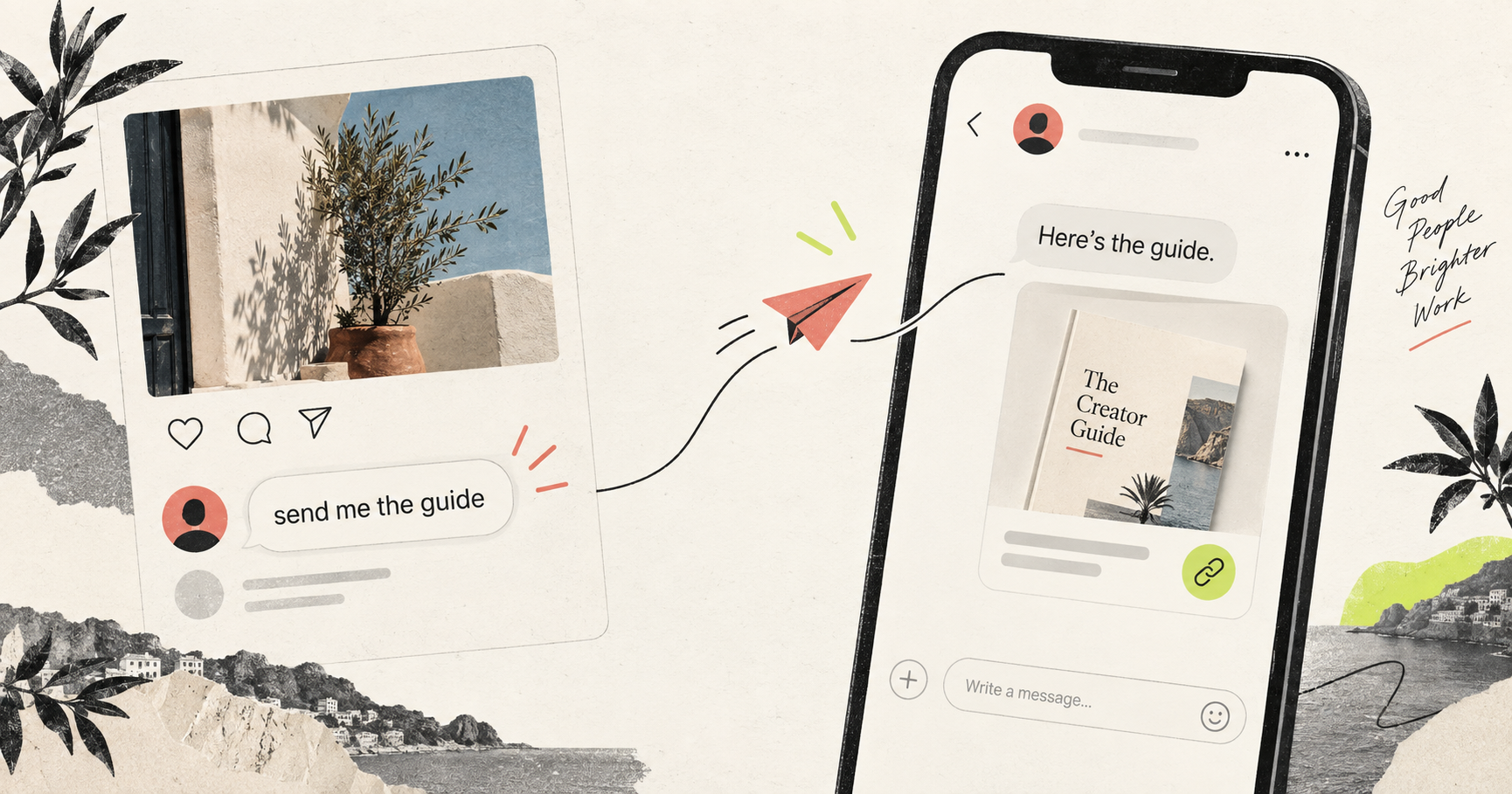 RelayDM editorial workflow from an Instagram comment to a private message